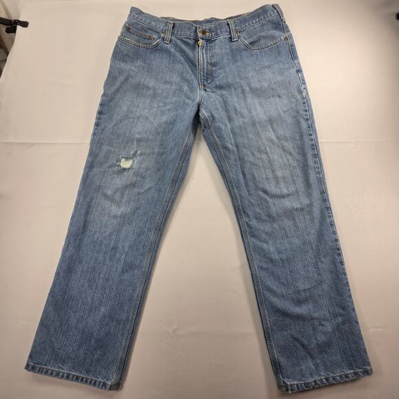 Carhartt Other - Carhartt Relaxed Fit Jeans Mens 38x30 Light Wash Distressed Workwear Denim Pants
